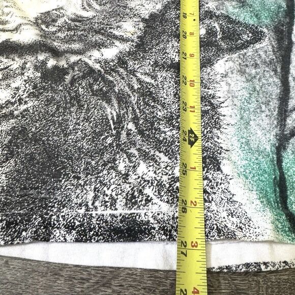 VINTAGE 90s Wolf Shirt Size XXL Graphic AOP Single Stitch Double Sided Nature - Picture 8 of 11